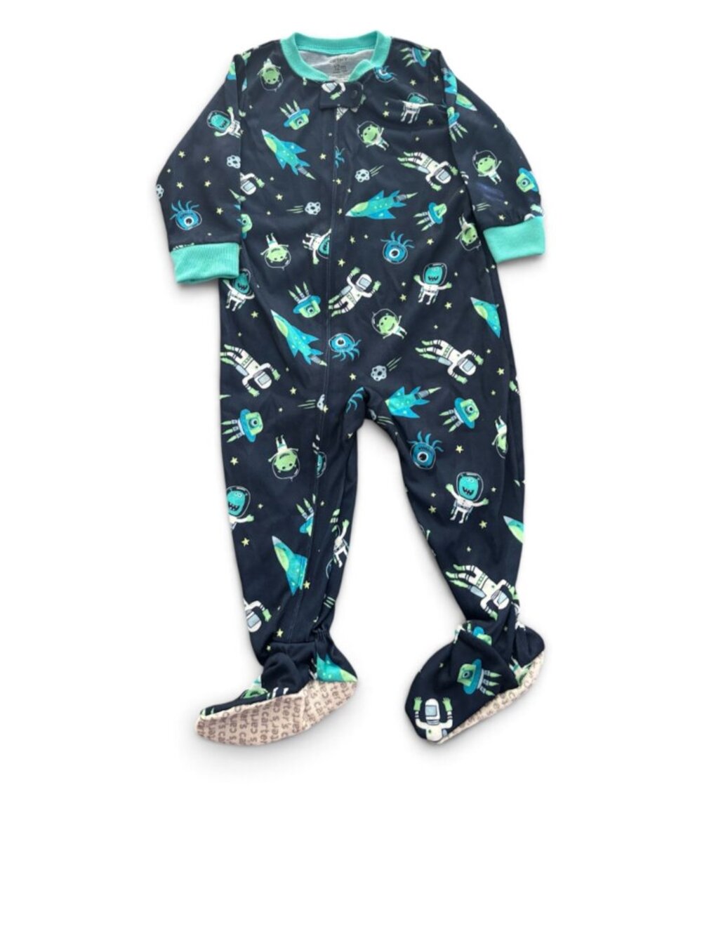 NWT Carter’s Space Astronaut Rocket Alien Footed Sleeper Pajamas Navy Blue